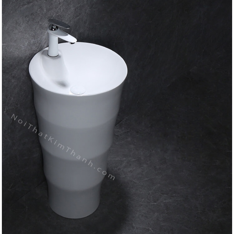 Lavabo đứng sàn mặt tròn thân tạo ngấn - LB06