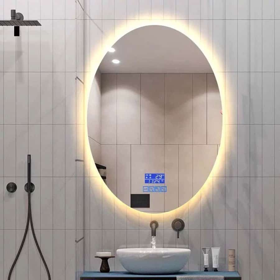 Gương phòng tắm led cảm ứng hình elip oval đứng - GL12