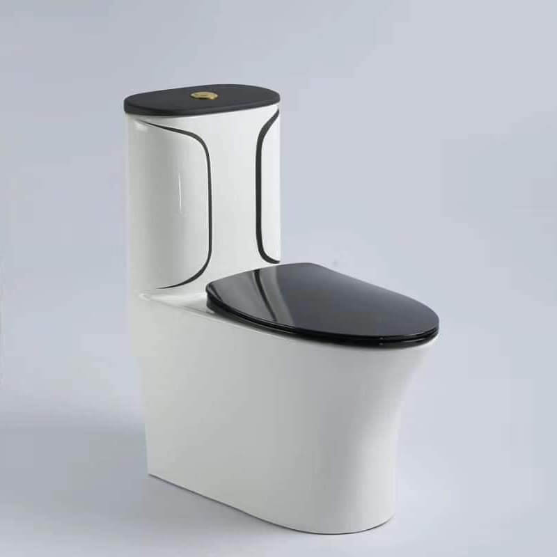 Bồn cầu liền khối viền sọc đen đối xứng - BC151