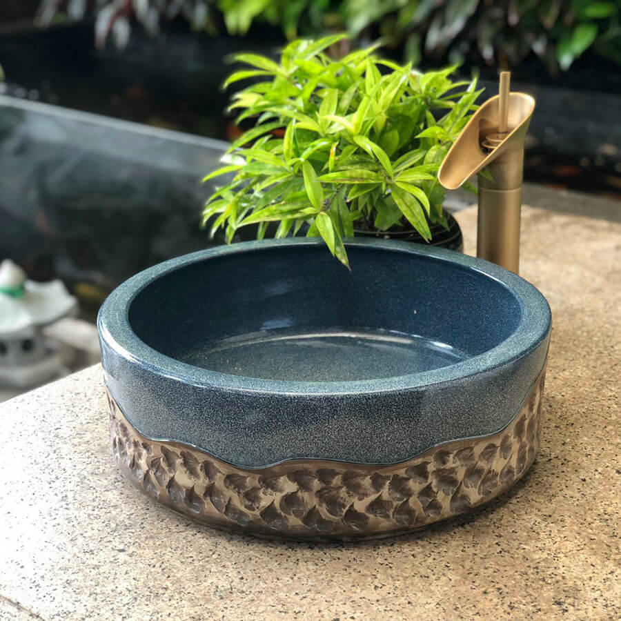 Lavabo sứ mỹ thuật hình tròn đặt bàn - LB71