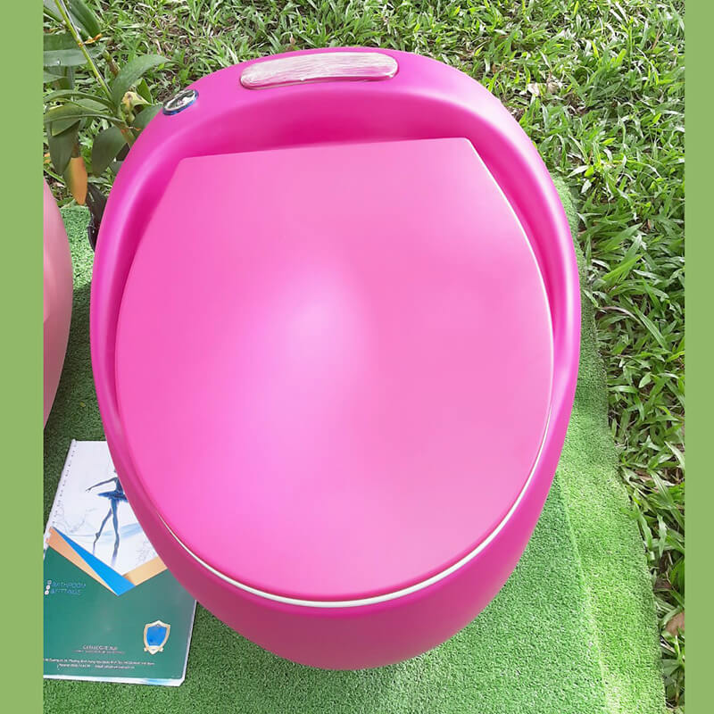 Bàn cầu trứng 1 khối hình tròn màu tím - BC152