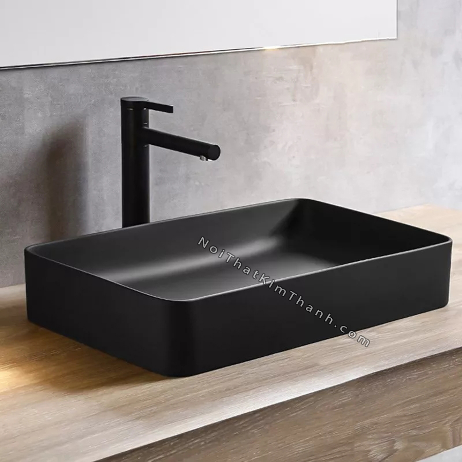 Lavabo đặt bàn hình chữ nhật màu đen - LB89