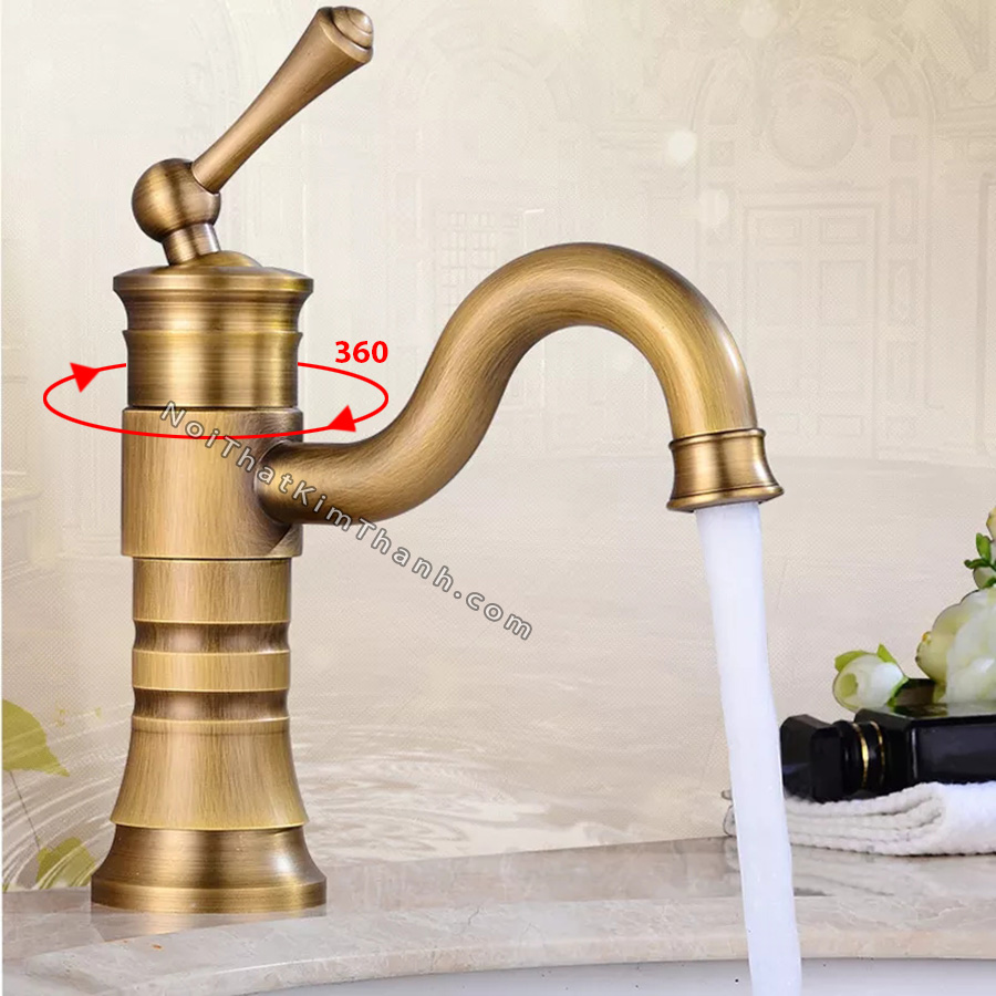 Vòi lavabo 360 nóng lạnh màu vàng đồng - SV101NL