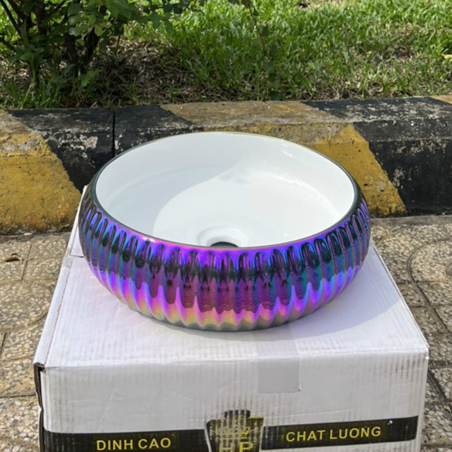 Lavabo đặt bàn hình tròn màu tím - LB103