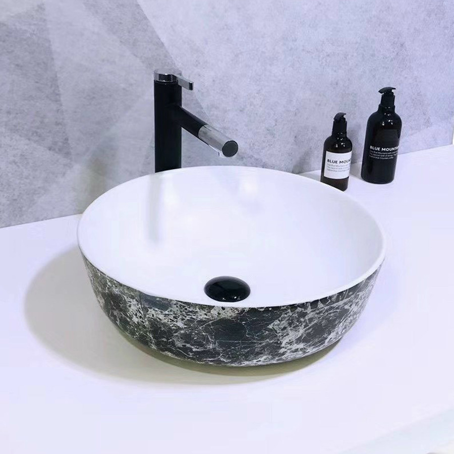 Lavabo đặt bàn hình tròn vân đá - LB147