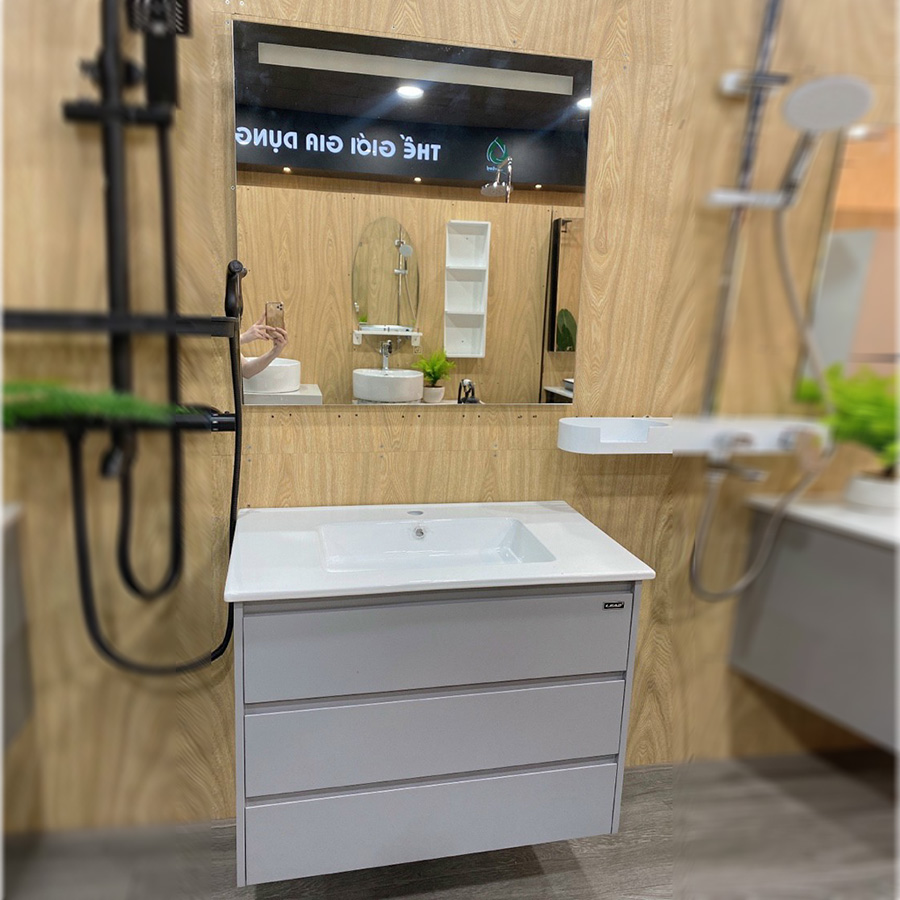 Tủ lavabo 3 hộc kéo màu xám nhạt - LB170