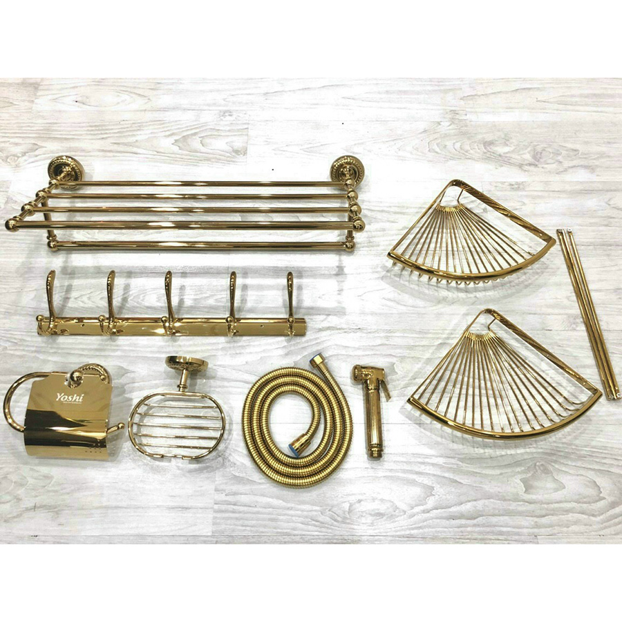 Combo 6 món màu vàng phụ kiện nhà tắm  - D585