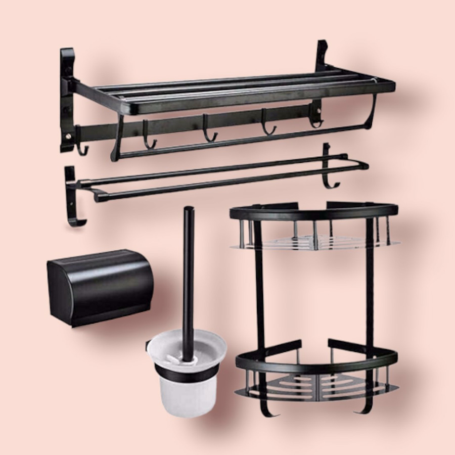 Combo 5 món màu đen phụ kiện nhà tắm  - D587