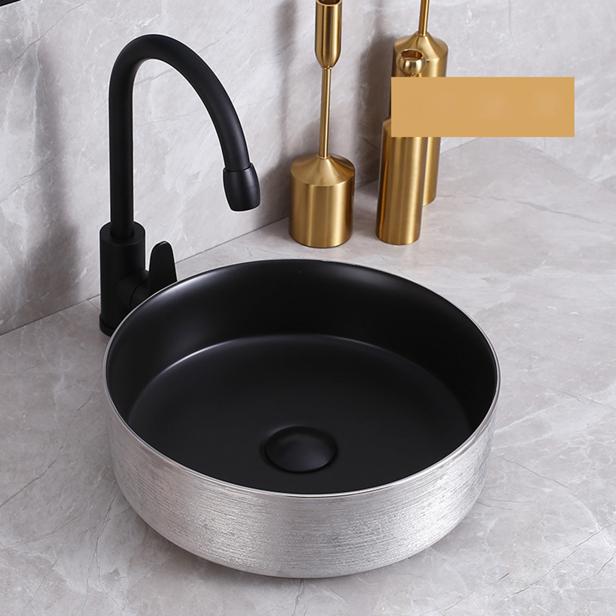 Lavabo đặt bàn hình tròn màu xám đen - LB188