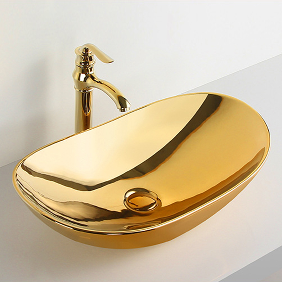 Lavabo thuyền màu vàng bóng - LB201