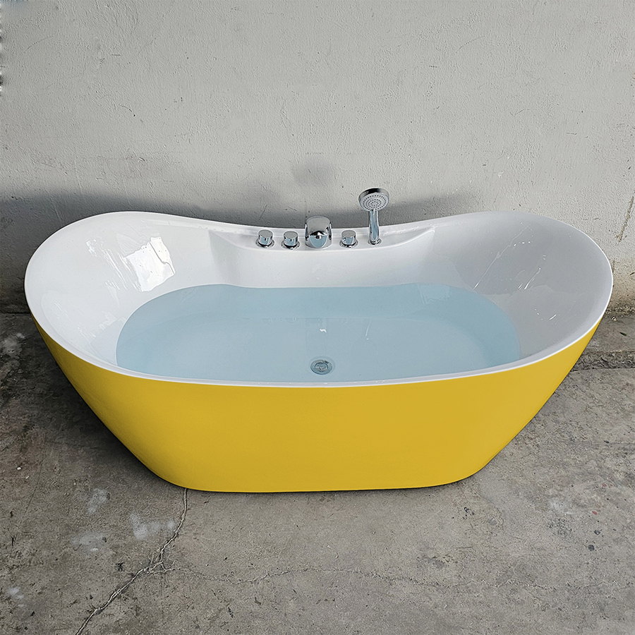 Bồn tắm acrylic thỏi vàng màu vàng gắn vòi - BT1306