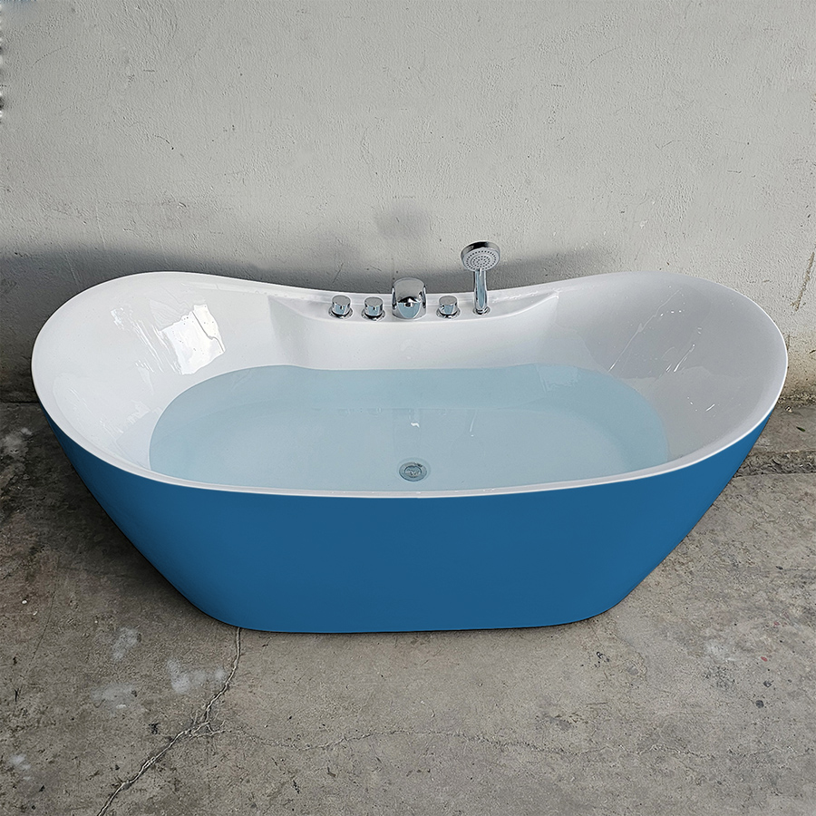 Bồn tắm acrylic thỏi vàng màu xanh dương gắn vòi - BT1307