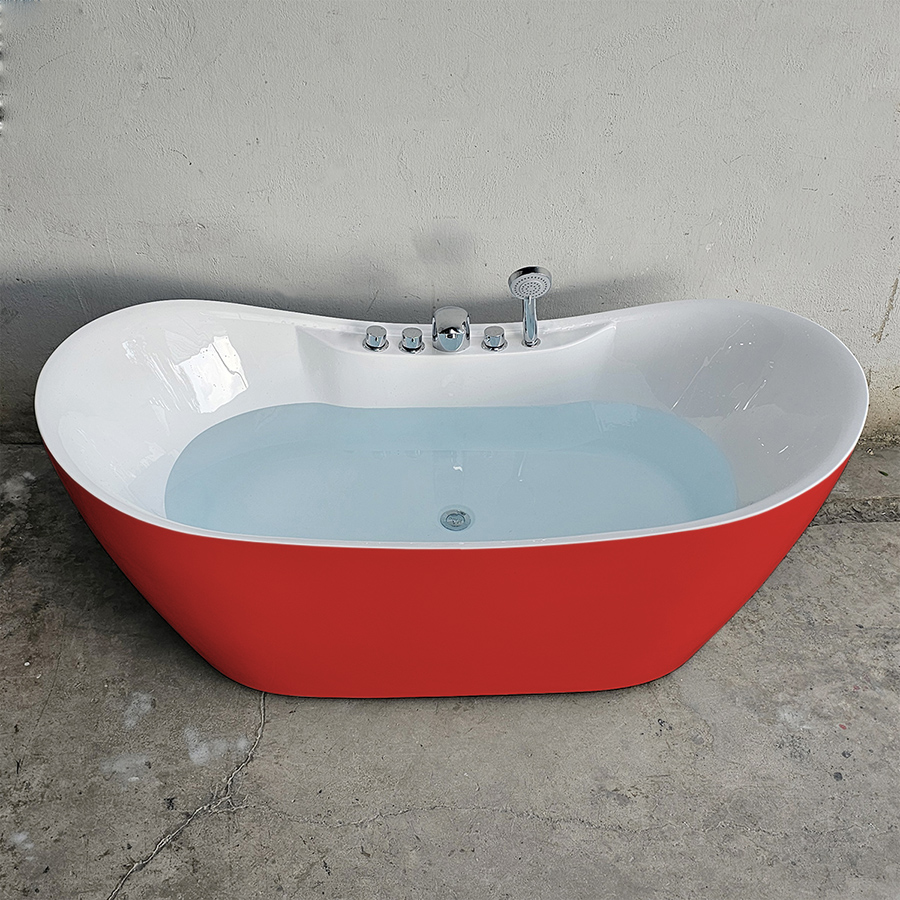 Bồn tắm acrylic thỏi vàng màu đỏ gắn vòi - BT1310