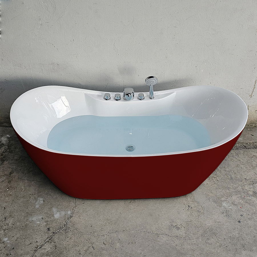 Bồn tắm acrylic thỏi vàng màu đỏ bordeaux gắn vòi - BT1311