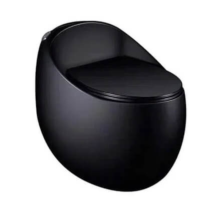 Bàn cầu 1 khối trứng hình tròn màu đen - BC85