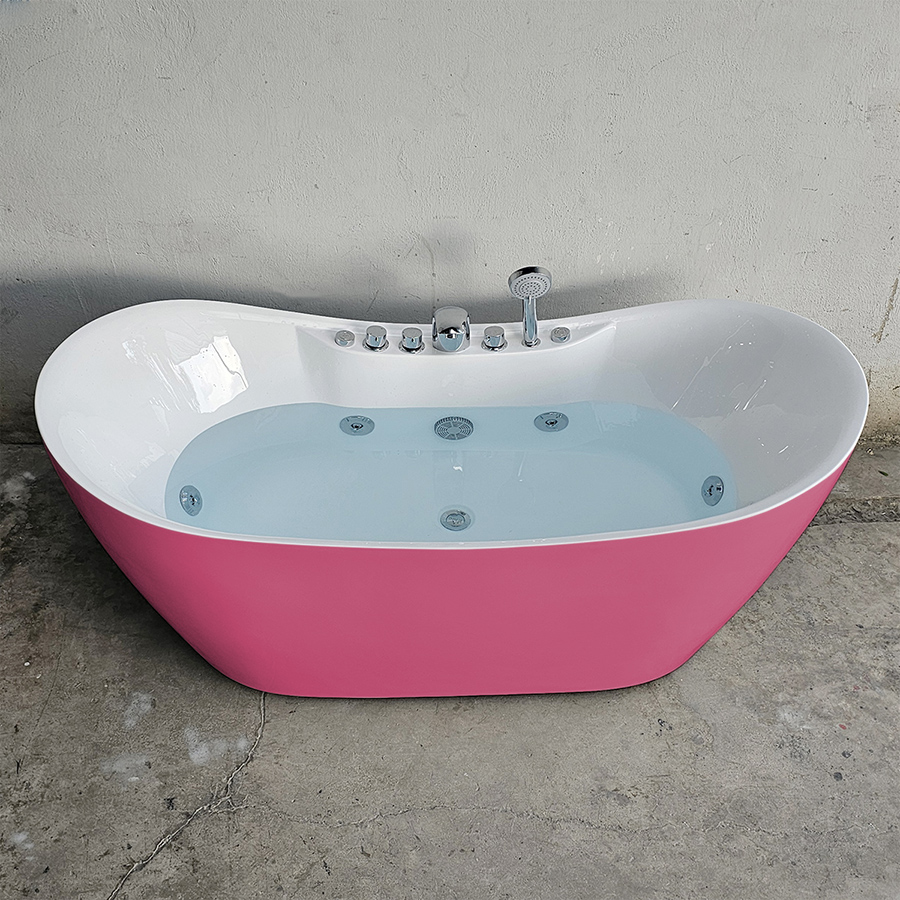 Bồn tắm massage thủy lực hình thỏi vàng màu hồng  - BT1314