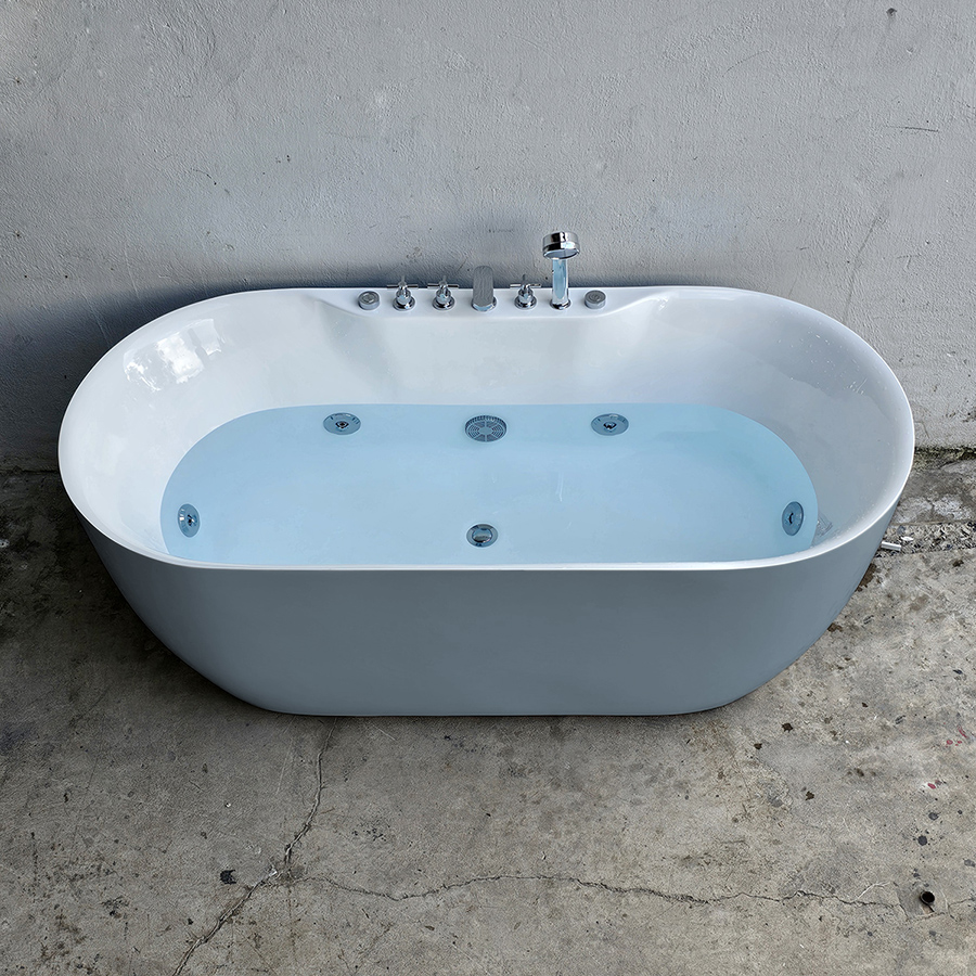 Bồn tắm oval bầu màu xám massage sen vòi - BT1323