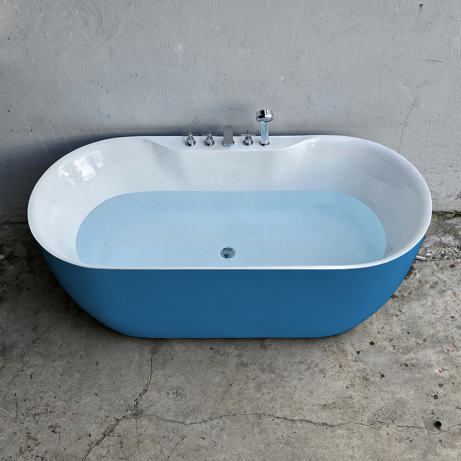 Bồn tắm oval bầu màu xanh dương có vòi - BT1334