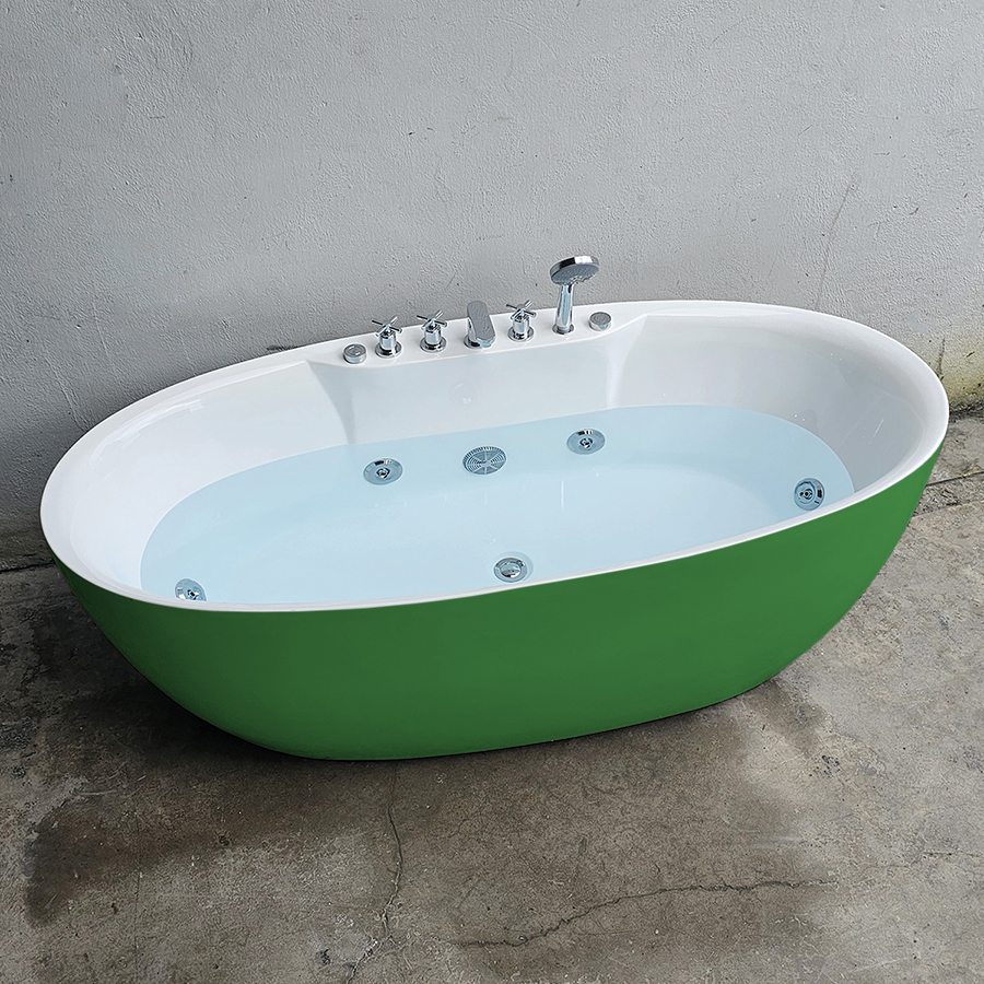 Bồn tắm oval màu xanh lục massage sen vòi - BT1354