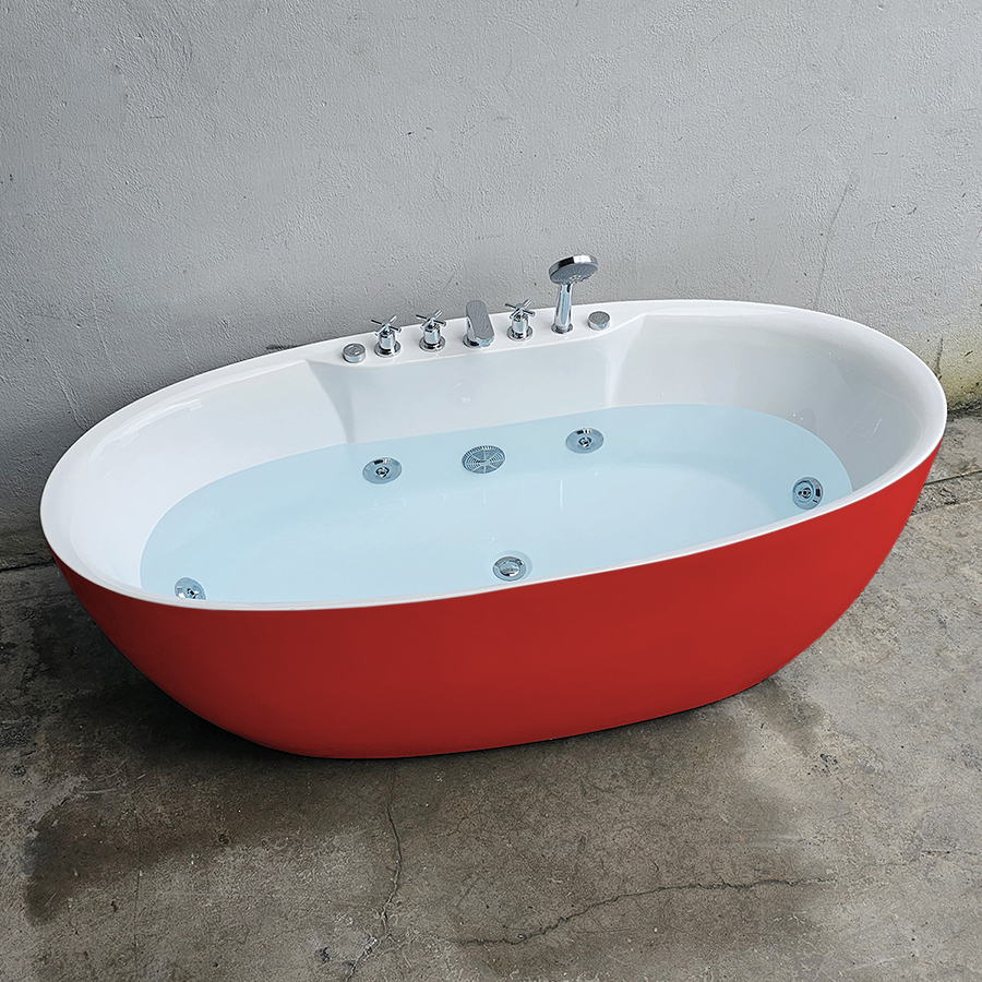 Bồn tắm oval màu đỏ massage sen vòi - BT1356