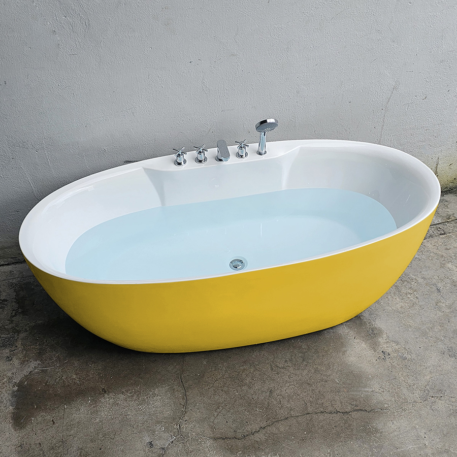 Bồn tắm oval trứng màu vàng có vòi - BT1360