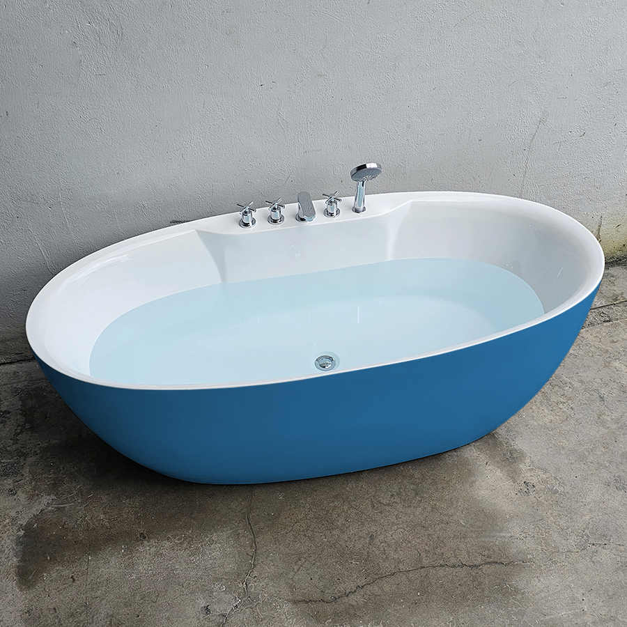 Bồn tắm oval trứng màu xanh dương có vòi - BT1362