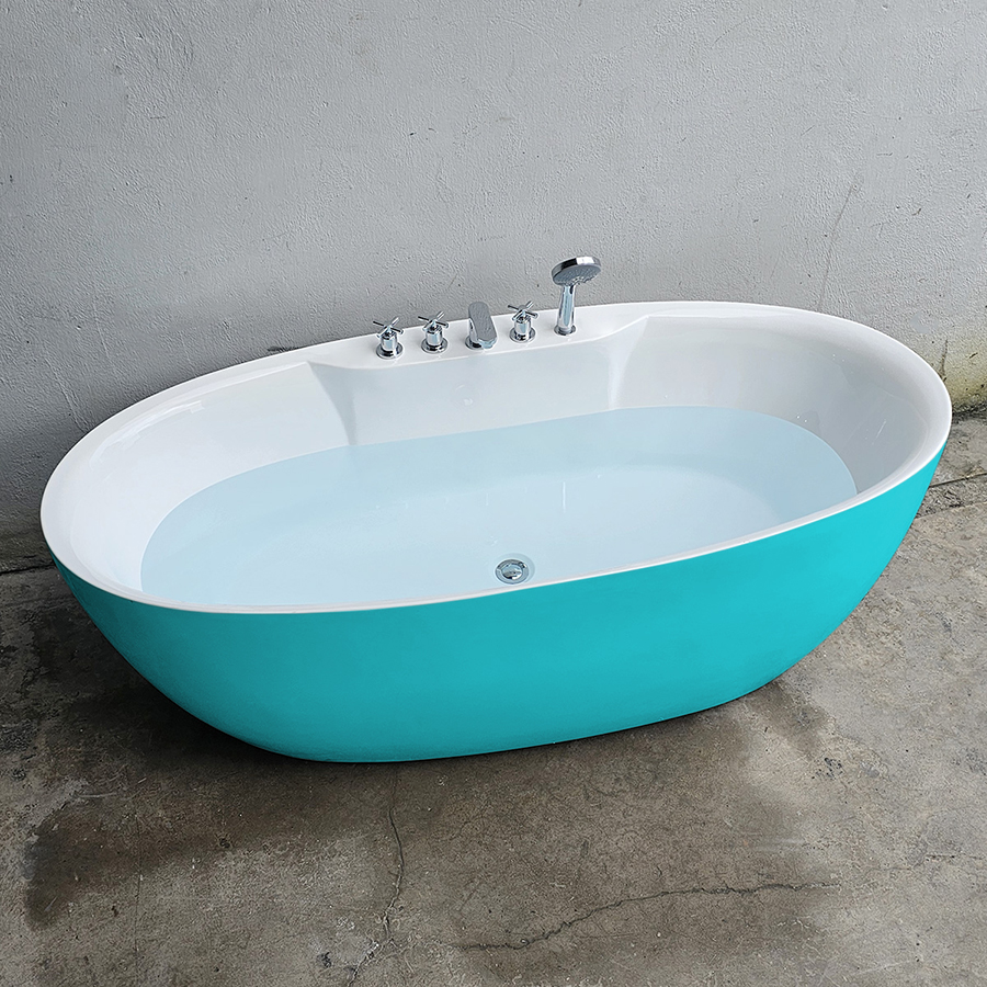 Bồn tắm oval trứng màu xanh lơ có vòi - BT1364