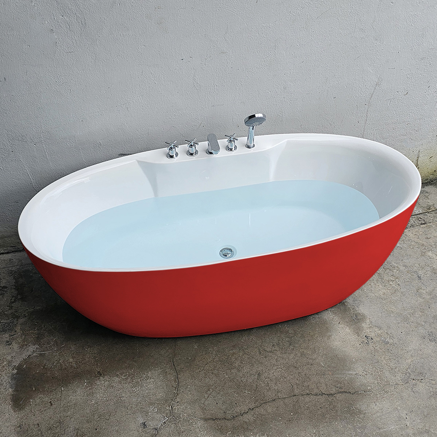 Bồn tắm oval trứng màu đỏ có vòi - BT1365