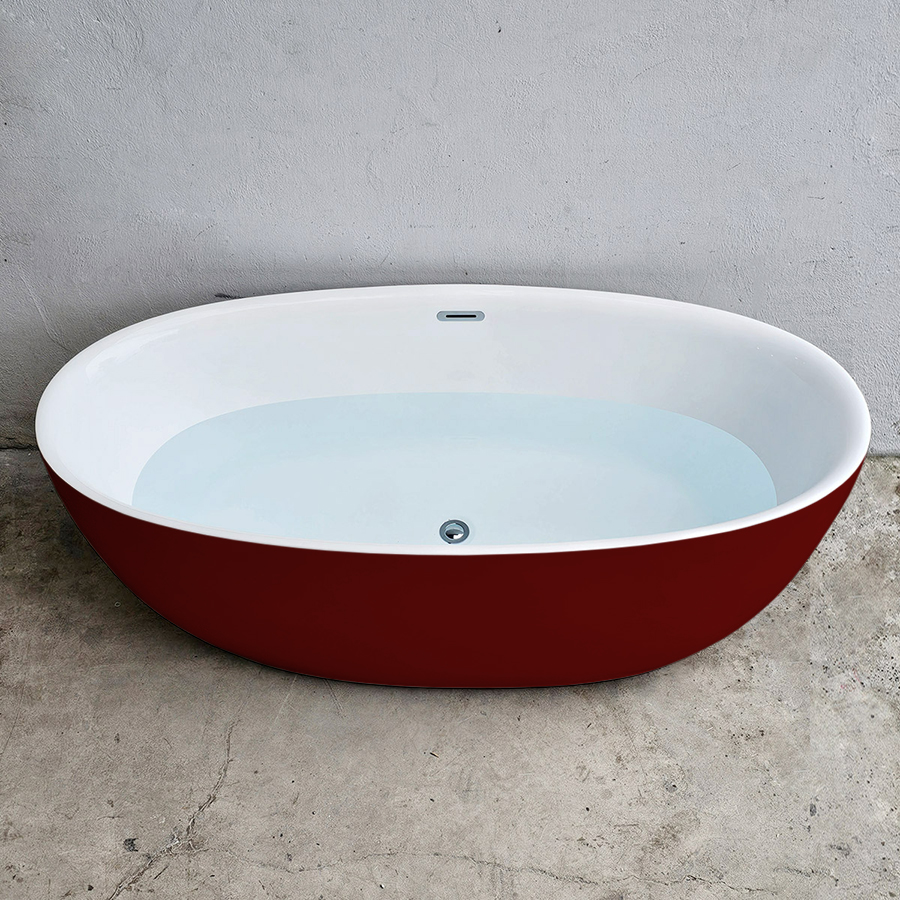 Bồn tắm bo viền hình oval màu đỏ bordeaux - BT1367