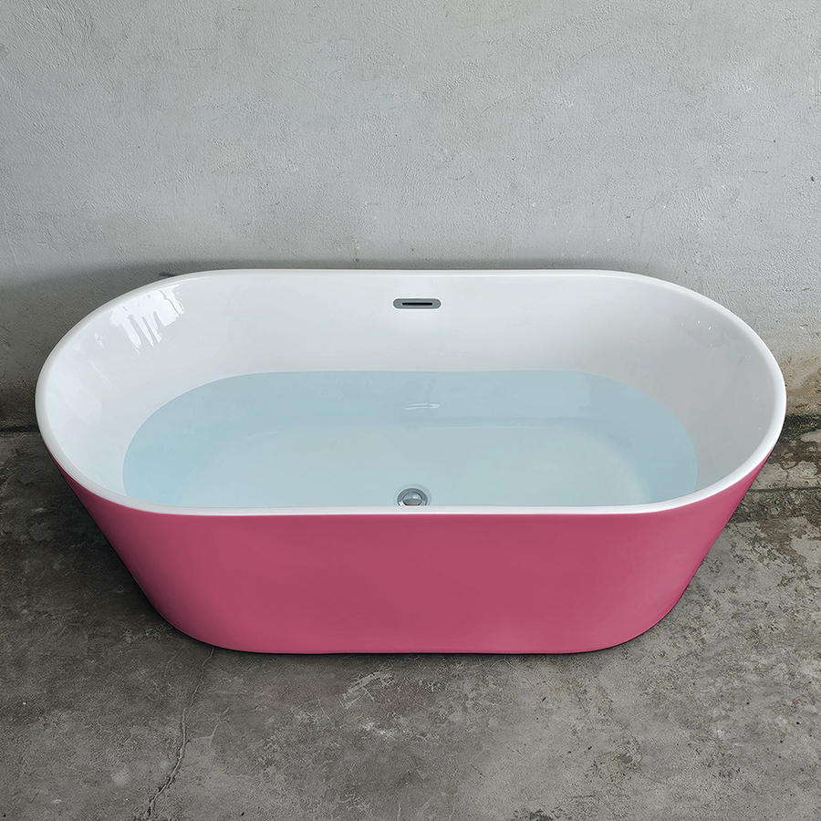 Bồn tắm hình oval thẳng màu hồng - BT1371