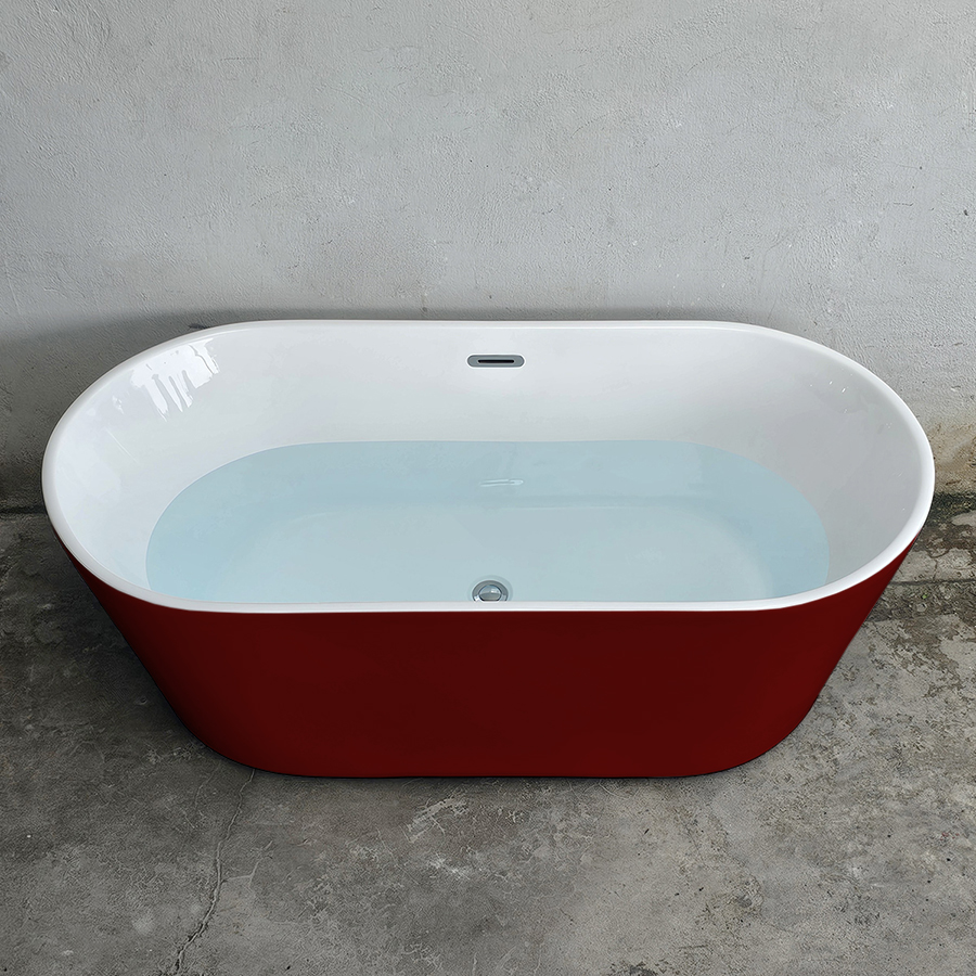 Bồn tắm hình oval thẳng màu đỏ bordeaux - BT1376