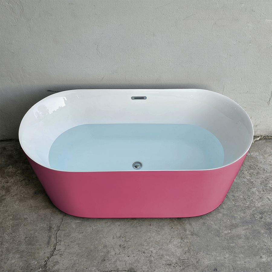 Bồn tắm hình oval thẳng màu hồng - BT1380
