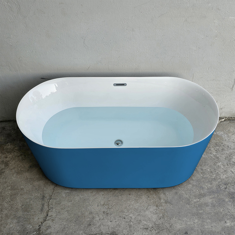 Bồn tắm hình oval thẳng màu xanh dương - BT1381