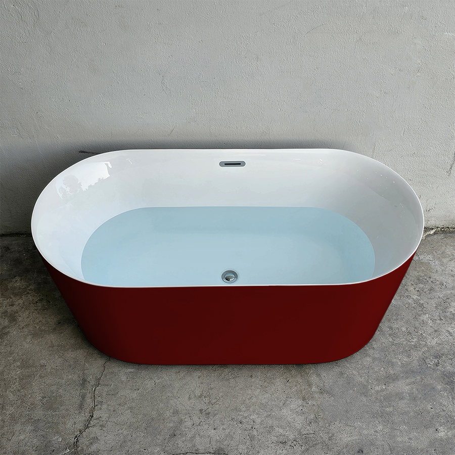 Bồn tắm hình oval thẳng màu đỏ bordeaux - BT1385
