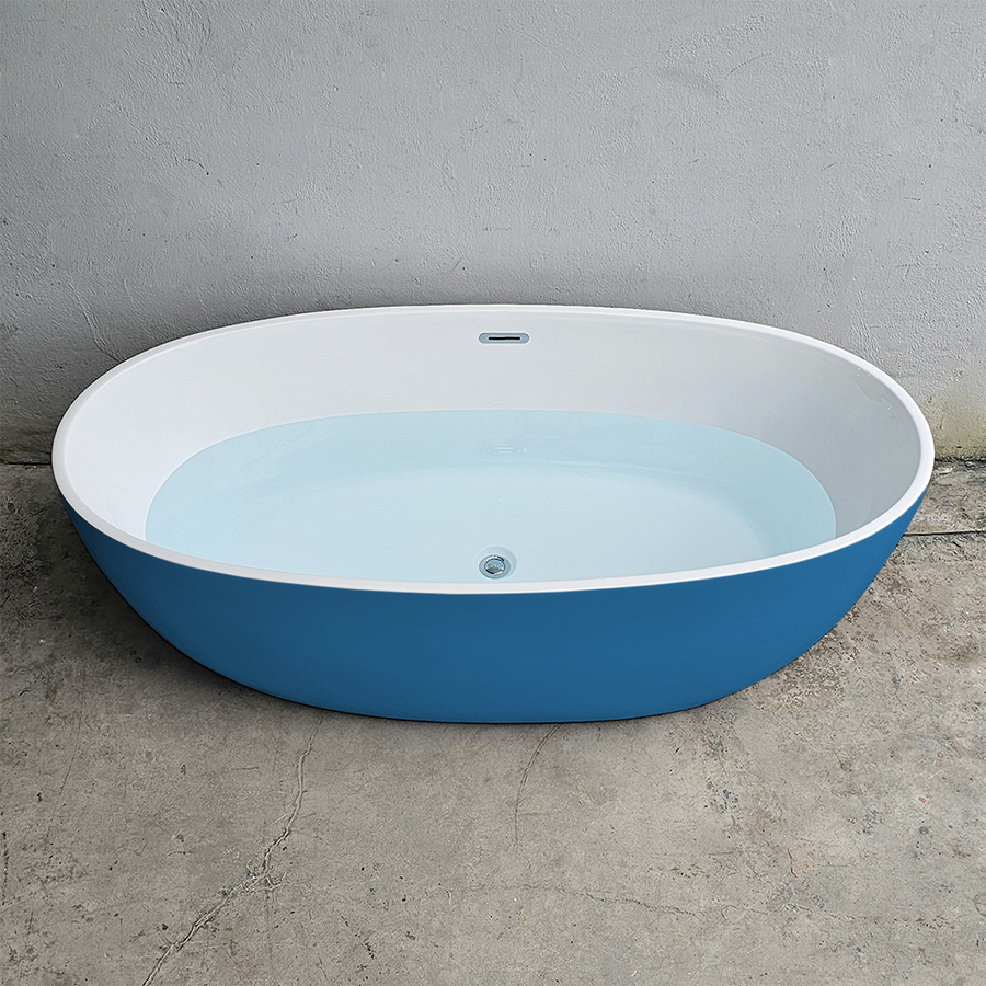 Bồn tắm hình oval trứng màu xanh dương - BT1388