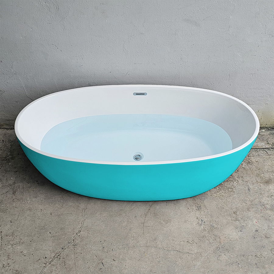 Bồn tắm hình oval trứng màu xanh lơ - BT1390