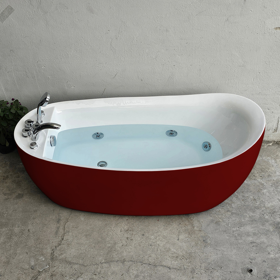 Bồn tắm thuyền màu đỏ bordeaux có massage - BT1400