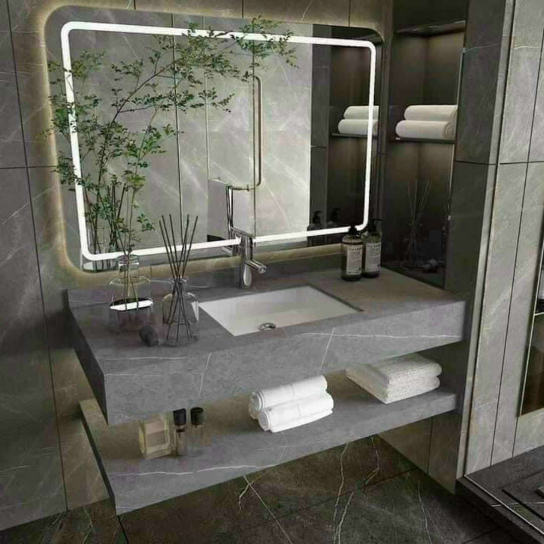 lavabo ban da 2 tang chong xuoc mau xam lb82 74