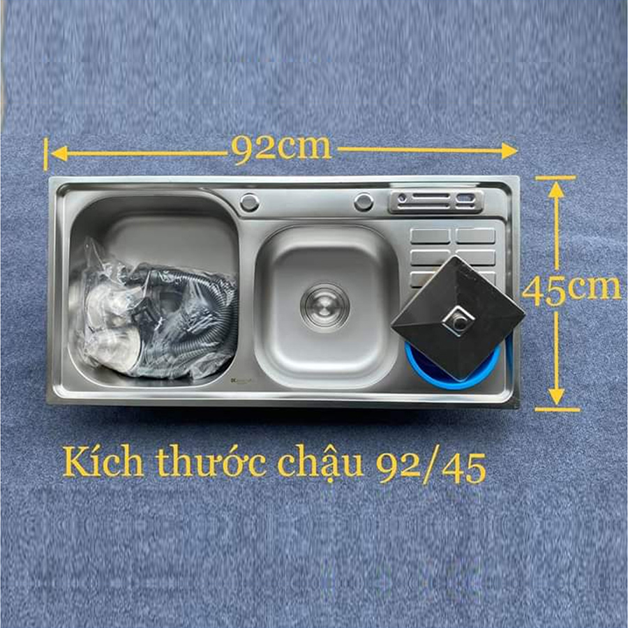 chau rua chen inox 2 ho lech co thung rac zc064 194